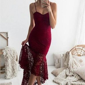 Red/wine midi dress